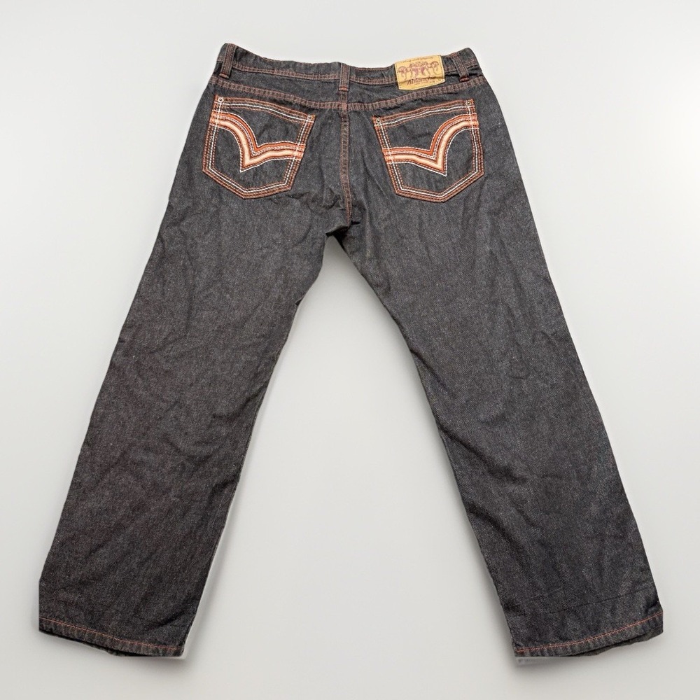 Ablanche Baggy Jeans 36x28‎ Y2k 00s Embroidered Red Skater Denim Grunge Straight